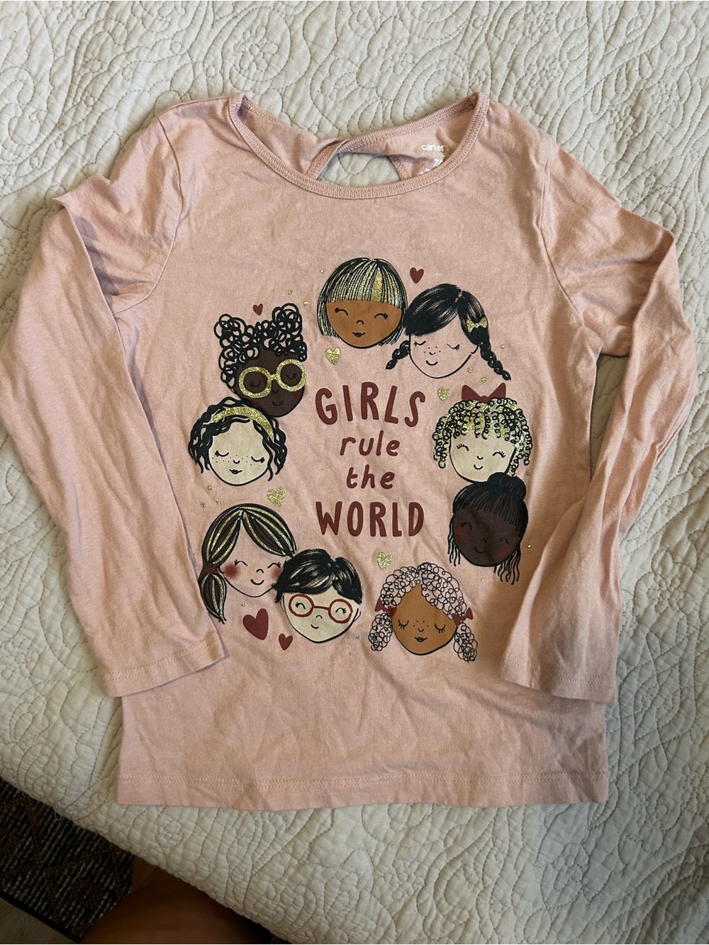 Carter’s girls 7 pink girls rule the world long sleeve graphic shirt